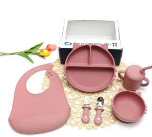 KIDS STATION 6pcs Baby Feeding Set, BPA-Free & Microwave Safe Baby Baby Feeding Essentials  - Food Grade Silicone