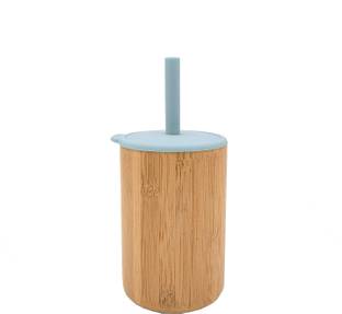 KIDS STATION Bamboo Sipper with Silicone Straw and Lid for Drinking  - Bamboo, Silicone