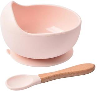 DANSR Silicone Vegetable Bowl Silicone Baby Bowls with Spoon, Curved Walls for Self-Feeding