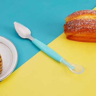 Saraswati kart Multi-Use Double Head Fruit Scraping & Soft Tip Feeding Spoon for Toddlers  - Silicone, Stainless Steel