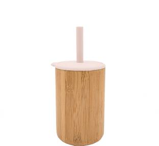 KIDS STATION Bamboo Sipper with Silicone Straw and Lid for Drinking  - Bamboo, Silicone