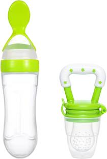 CATVIN Baby spoon feeder bottle with fruit nibbler for feeding Teether and Feeder  - Silicone