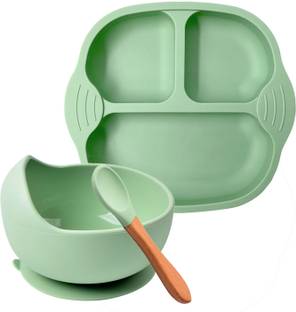 YANCI Baby Feeding Bowl & Spoon Set, Silicone Suction Baby Bowl,Soft Spoon for Toddler  - Silicone