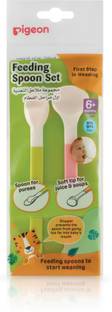 Pigeon Baby Feeding Spoon Set, For 6 + Month Babies,With Stopper Spoon  - BPA Free Plastic