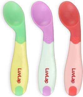 LuvLap Heat Sensing Baby Spoon Set of 3, BPA Free Material with Food Grade Heat Sensing tip, Self Feeding Utensil, Baby Weaning Spoon for Kids 3 Months+  - plastic