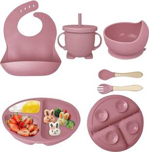 Edtepy 6 Pcs Silicone Baby Feeding Set Bpa-Free,Microwave Safe,Kit for Babies&Toddlers  - BPA Free -Silicone
