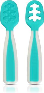 LuvLap Yum Yum Weaning Pre-Spoon, BPA Free Silicone Self Feeding Baby Spoon Set (Stage One + Stage Two) Baby Led Weaning Spoon for Kids Ages 6 Months+, Baby Utensil  - Silicone