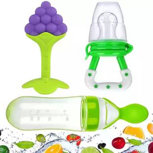 FUSION FLY Fruit Nibbler juicer Silicone Spoon Bottle with Teether and Feeder  - plastic