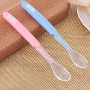 Techhark Baby Feeding Spoon First Step | BPA Free Silicon | Non-Toxic Spoon For Babies  - Silicon