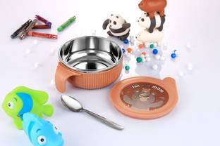 Nabhya Stainless Steel Air Tight Baby Feeding Bowl | BPA Free Bowl | 380ML  - Stainless Steel