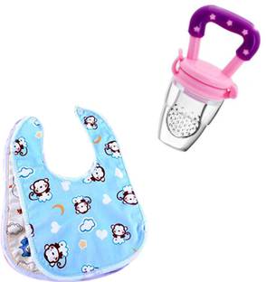 Kaka Kidsway Baby Waterproof Washable Bibs With Baby Pacifier Silicone Fresh Fruit Nibbler Feeder