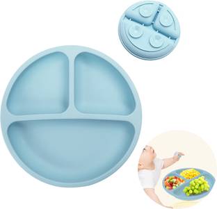ELEPHANTBOAT Baby Suction Plates for Baby Feeding with 4 Strong Suction Cups, Silicone  - Plastic