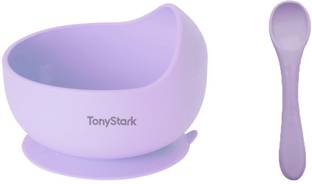 TONY STARK Silicone Baby Feeding Bowl & Spoon Set,Suction Baby Bowl &Soft Spoon for Toddler  - Silicone
