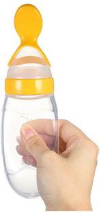 HONEYSPOON Baby Squeezy Food Grade Silicone Feeder Bottle with Spoon Feeder For Baby 90ml  - Silicone