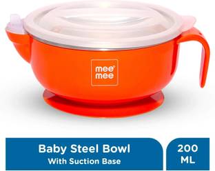 MeeMee Stay Warm Baby Steel Bowl with Suction Base (Red)  - Steel