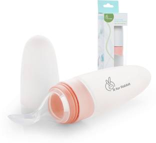 R for Rabbit First Feed Feeder Soft Feeding Spoon for Baby 4 Months & Plus, 90ml  - Non Toxic, BPA Free, Silicone Matterial