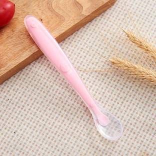 Saraswati kart Silicone Baby Self Feeding Spoon with Ultra Soft Tip 4 M+  - Silicone, Stainless Steel