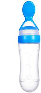 Kidsify 90ML Newborn Baby Feeding Bottle Toddler Safe Silicone Squeeze Feeding Spoon Milk Cereal Bottle Baby Training Feeder (Blue)  - Silicone