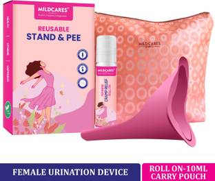 Mildcares Stand and Pee Reusable with Easy Carry Pouch & Cramp Relief Roll-On 10ml Reusable Female Urination Device