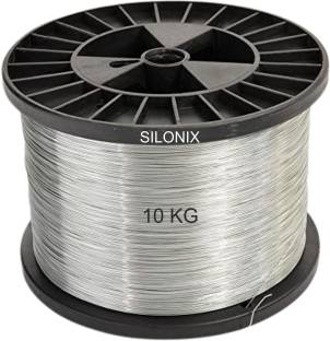 SILONIX Fencing Wire 1000 Meter (10Kg,/ Boundary Wire 1.5 MM (Silver) Steel Fence Post