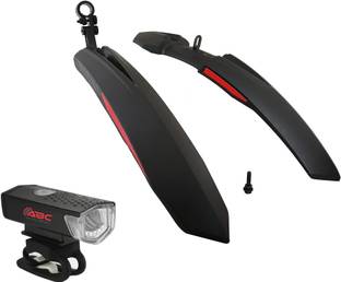 COZYCOOL Front& Rear Mudguard with Reflective Tape and Iron Fitting With Cycle Light Full Length Front & Rear Fender