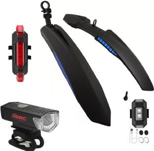 ABC AMOL BICYCLE COMPONENTS Front& Rear Mudguard With Iron Fitting With Cycle Front Rear & Helmet Light Full Length Front & Rear Fender