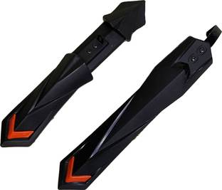 BYKING Bicycle Front & Rear Mudguard with Long Patti Fitting, Black Orange Full Length Front & Rear Fender