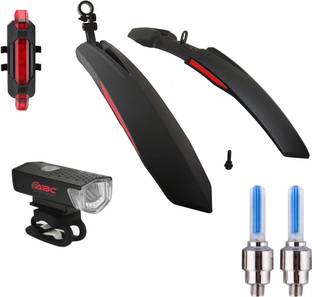 ABC AMOL BICYCLE COMPONENTS Front& Rear Mudguard With Iron Fitting With Cycle Front,Rear & Valve Light Full Length Front & Rear Fender