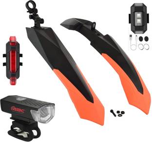 ABC AMOL BICYCLE COMPONENTS Front& Rear Mudguard With Iron Fitting With Cycle Front Rear & Helmet Light Full Length Front & Rear Fender