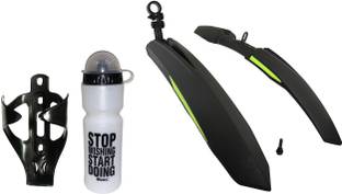 BYKING Front & Rear Mudguard with Reflective Tape and Iron Clamp With Bottle & Stand Full Length Front & Rear Fender