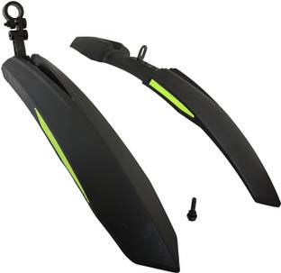 HouseOfCommon Front & Rear Mudguard with Reflective Tape and Iron Clamp ,Color Green Black Full Length Front & Rear Fender