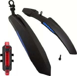BYKING Front& Rear Mudguard with Reflective Tape and Iron Fitting With Rear Cycle Light Full Length Front & Rear Fender