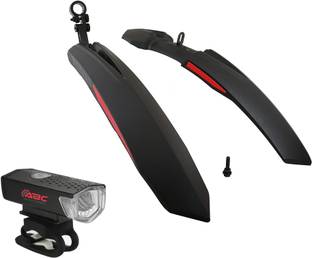 ABC AMOL BICYCLE COMPONENTS Front& Rear Mudguard with Reflective Tape and Iron Fitting With Cycle Light Full Length Front & Rear Fender