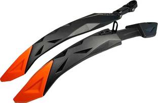 ShreNik Bicycle Fender Cycle Mudguard MTB Mountain Senior Bikes Color Black-Orange Clip-on Front & Rear Fender