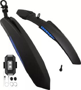 ABC AMOL BICYCLE COMPONENTS Front& Rear Mudguard With Iron Fitting With Cycle Helmet/Rear Light Full Length Front & Rear Fender