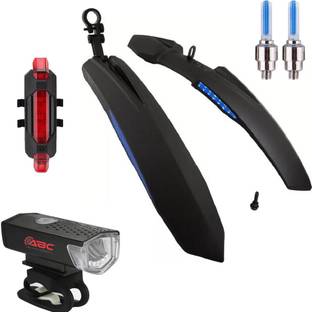 ABC AMOL BICYCLE COMPONENTS Front& Rear Mudguard With Iron Fitting With Cycle Front,Rear & Valve Light Full Length Front & Rear Fender
