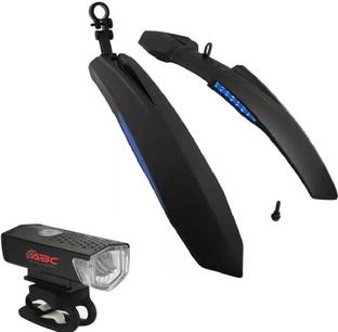 ABC AMOL BICYCLE COMPONENTS Front& Rear Mudguard with Reflective Tape and Iron Fitting With Cycle Light Full Length Front & Rear Fender