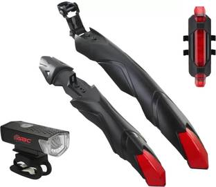 ABC AMOL BICYCLE COMPONENTS Bicycle Front & Rear Mudguard With Premium Cycle Front & Rear Light Full Length Front & Rear Fender