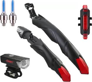 ABC AMOL BICYCLE COMPONENTS Bicycle Front & Rear Mudguard With Premium Cycle Front, Rear & Valve Light Full Length Front & Rear Fender