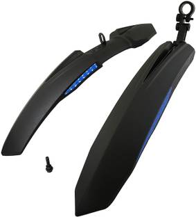 autoIN Bicycle Atom Mudguard with Reflective Tape, Front & Rear Fender (Black, Blue) Full Length Front & Rear Fender