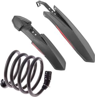 NSV Mudguard For Bicycle Front & Rear Cycle Fender With Combination Wire Number Lock Full Length Front & Rear Fender