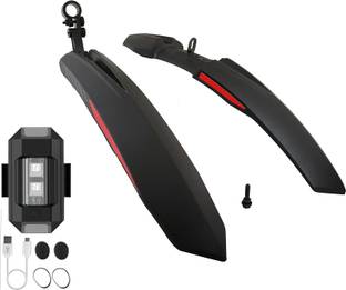 ABC AMOL BICYCLE COMPONENTS Front& Rear Mudguard With Iron Fitting With Cycle Helmet/Rear Light Full Length Front & Rear Fender