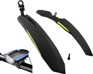 ABC AMOL BICYCLE COMPONENTS Front& Rear Mudguard with Reflective Tape and Iron Fitting With Cycle Light Full Length Front & Rear Fender