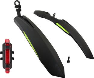 BYKING Front& Rear Mudguard with Reflective Tape and Iron Fitting With Rear Cycle Light Full Length Front & Rear Fender