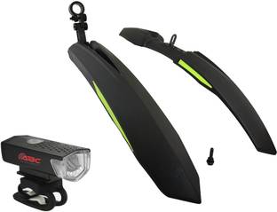 ABC AMOL BICYCLE COMPONENTS Front& Rear Mudguard with Reflective Tape and Iron Fitting With Cycle Light Full Length Front & Rear Fender