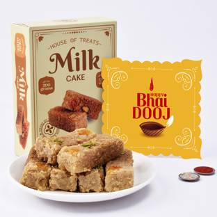 HyperFoods Bhai Dooj Delights : Milk Cake Sweet with Roli and Chawal Paper Gift Box