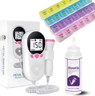 Balson Heart Rate Monitor Ultra Sound Device for Pregnancy & Pill Organizer Pink Fetal Doppler