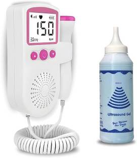 Balson Mini Fetal Doppler Heart Monitor with Speaker & Display + 250ml Ultrasound Gel White, Pink Fetal Doppler