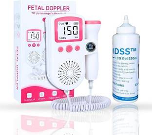 MDSS Fetal Doppler Baby Heartbeat Monitor – Pink | with 250ml Ultrasound Gel Pink Fetal Doppler