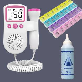 Balson Heart Monitor Ultra Sound Device for Pregnancy & Pill Organizer Pink Fetal Doppler